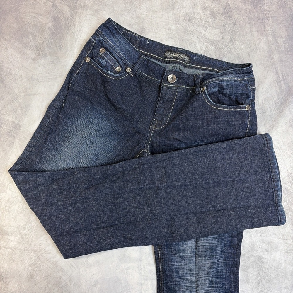 Y2K Imperial Star Jeans Womens 13 Blue Bootcut Dark Wash Low Rise Stretch Denim